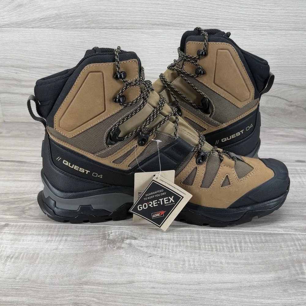 Salomon Quest 4 GTX 412925 Hiking Boots Brown Black Waterproof Men's 13 US